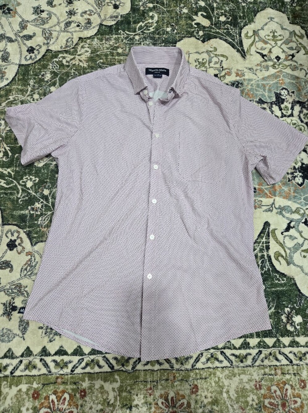 Mizzen + Main Short Sleeve Geo Print Men’s Shirt - Light Pink